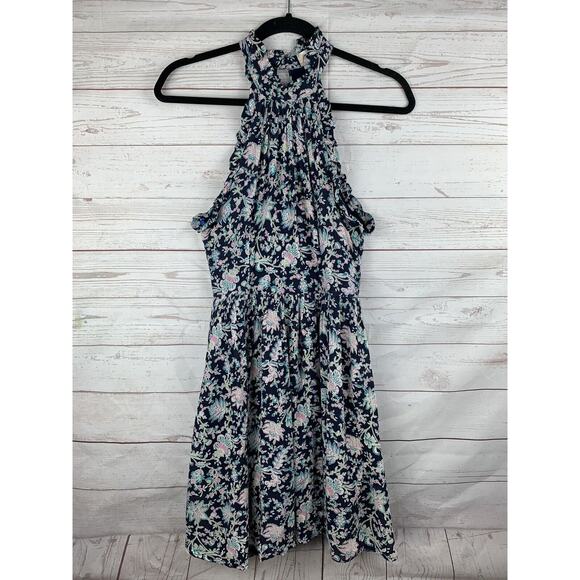 Altar’d State Halter Dress Womens Size Small Urban Outfitters navy Floral - Picture 1 of 6